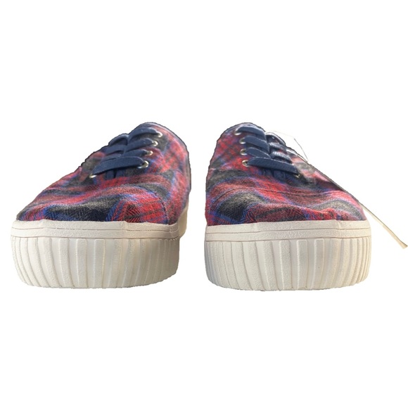 NEW Toms Shoes Womens Size 6 Cordones Indio Sneakers Navy + Red Crosshatch Plaid - Picture 5 of 14